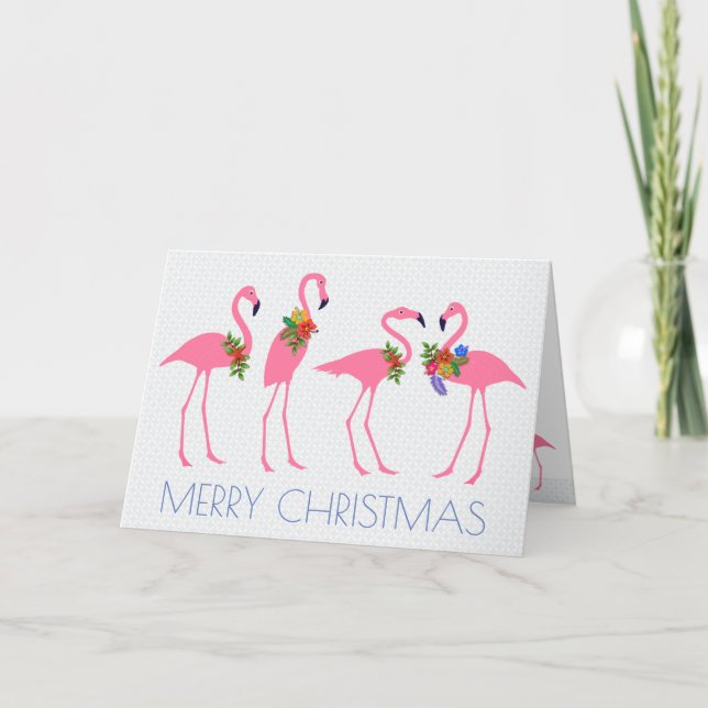 Cartes Pour Fêtes Annuelles Flamant rose Noël n Message du Nouvel An (Devant)