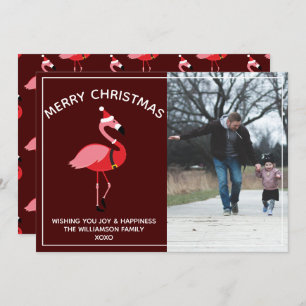 Cartes Pour Fêtes Annuelles Flamant rose Père Noël Bourgogne Photo Noël