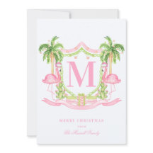 Flamant rose preppy Christmas Crest Photo