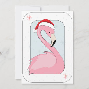 Cartes Pour Fêtes Annuelles Flamant rose rose à Santa Hat