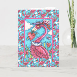 Cartes Pour Fêtes Annuelles Flamant rose ROSE COEURS DE VALENTINE, INSÉPARABLE
