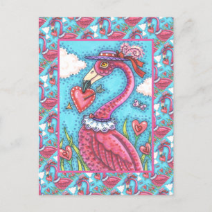 Cartes Pour Fêtes Annuelles Flamant rose ROSE COEURS DE VALENTINE, INSÉPARABLE