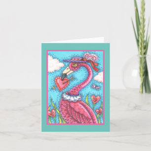 Cartes Pour Fêtes Annuelles Flamant rose ROSE COEURS DE VALENTINE, INSÉPARABLE
