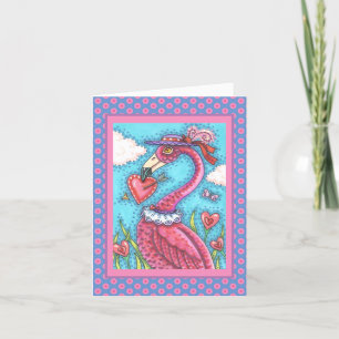 Cartes Pour Fêtes Annuelles Flamant rose ROSE COEURS DE VALENTINE, INSÉPARABLE