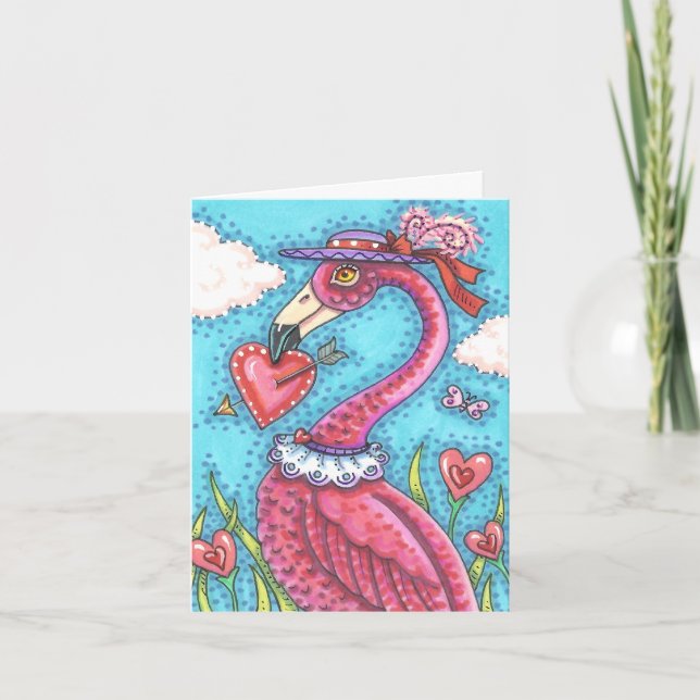Cartes Pour Fêtes Annuelles Flamant rose ROSE COEURS DE VALENTINE, INSÉPARABLE (Devant)