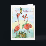 Cartes Pour Fêtes Annuelles Flamant rose rose de Noël de Mele Kalikimaka<br><div class="desc">Vous souhaitez souhaiter un aloha chaleureux à vos amis et à votre famille ce Noël ? Voici quelques cartes de Noël Mele Kalikimaka très uniques et très belles, conçues par Raphaela Wilson. L'illustration représente 2 flamants roses vêtus de casquettes de vacances festifs dans une chaude scène de plage tropicale avec...</div>