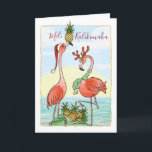 Cartes Pour Fêtes Annuelles Flamant rose rose de Noël de Mele Kalikimaka<br><div class="desc">Vous souhaitez souhaiter un aloha chaleureux à vos amis et à votre famille ce Noël ? Voici quelques cartes de Noël Mele Kalikimaka très uniques et très belles, conçues par Raphaela Wilson. L'illustration représente 2 flamants roses vêtus de casquettes de vacances festifs dans une chaude scène de plage tropicale avec...</div>