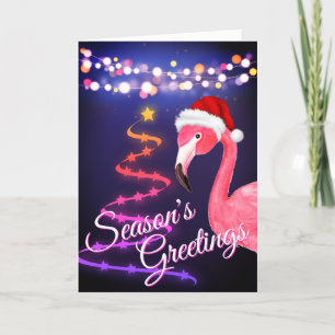 Cartes Pour Fêtes Annuelles Flamant rose rose Festive Tropical Beach Noël