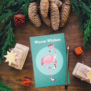Cartes Pour Fêtes Annuelles Flamant rose rose pâle de Noël