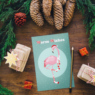 Cartes Pour Fêtes Annuelles Flamant rose rose pâle de Noël
