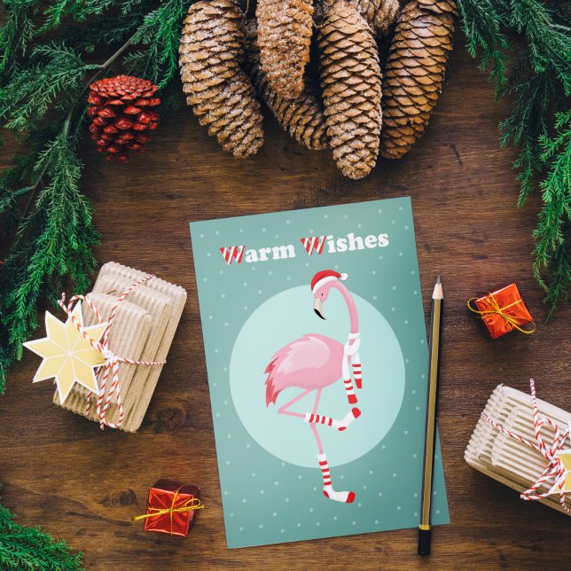 Cartes Pour Fêtes Annuelles Flamant rose rose pâle de Noël (Créateur téléchargé)