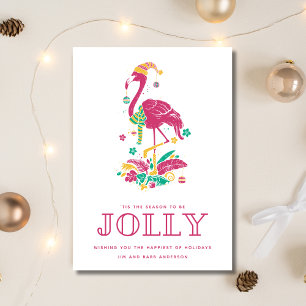 Cartes Pour Fêtes Annuelles Flamant rose tropical Florida Beach Noël