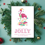 Cartes Pour Fêtes Annuelles Flamant rose tropical Florida Beach Noël<br><div class="desc">Carte de Noël Floride mignonne avec flamant rose de Noël "C'est la saison pour être joyeux" design. Customisé avec votre message court et vos noms. Cette carte de Noël de la plage de Floride revient à un modèle de palmier rose et blanc.</div>