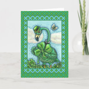 CARTES POUR FÊTES ANNUELLES FLAMANT ROSE VERT IRLANDAIS, HAPPY ST. PATRICK'S D