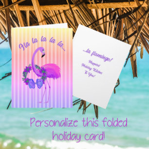 Cartes Pour Fêtes Annuelles Flamant rose violet tropical Noël personnalisé