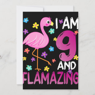 Cartes Pour Fêtes Annuelles flamants   I Am 9 Flamazing Extraordinaire 9e anni