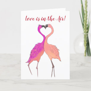 Cartes Pour Fêtes Annuelles Flamants roses dans un cœur d'amour coloré Saint-V