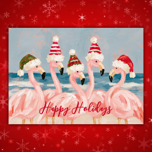 Cartes Pour Fêtes Annuelles Flamants roses fantaisistes en chapeaux de Père No