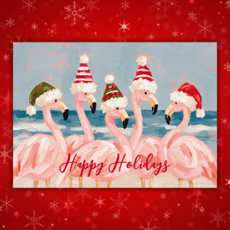 Cartes Pour Fêtes Annuelles Flamants roses fantaisistes en chapeaux de Père No