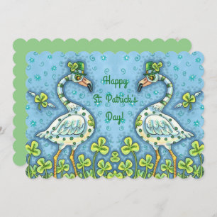 CARTES POUR FÊTES ANNUELLES FLAMANTS ROSES POLKA DOT VERTS, ST. PLAT DE LA JOU