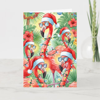 Cartes Pour Fêtes Annuelles Flamazing Tropical Christmas Flamingo Card