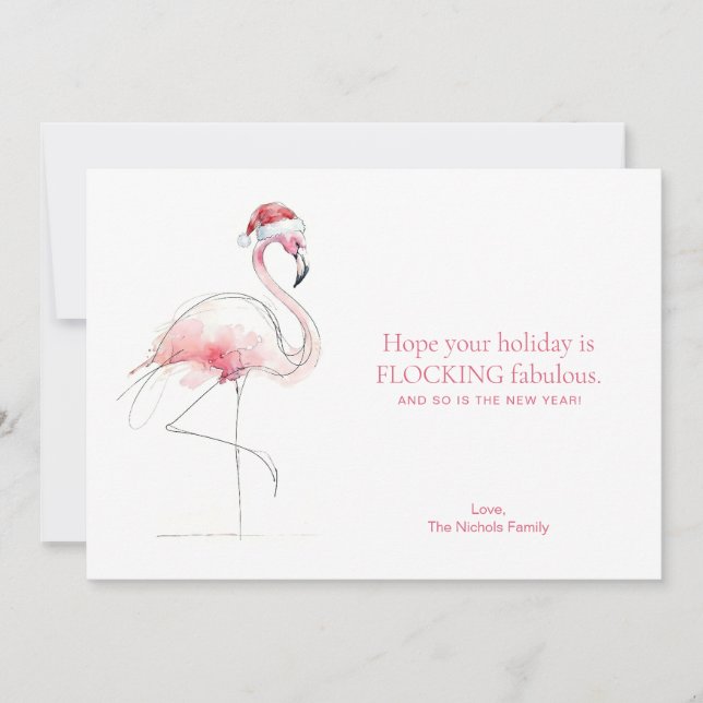 Cartes Pour Fêtes Annuelles FLAMINGO CHRISTMAS CARD Pink Florida Holiday Card  (Devant)
