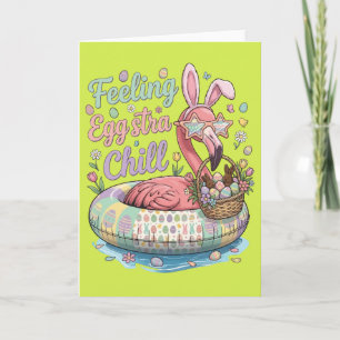 Cartes Pour Fêtes Annuelles Flamingo de Pâques drôle sentiment Eggstra détendu