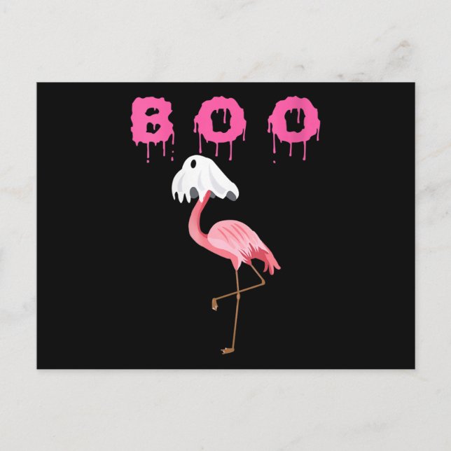 Cartes Pour Fêtes Annuelles Flamingo | Femme Flamingo Boo Fantôme Halloween (Devant)