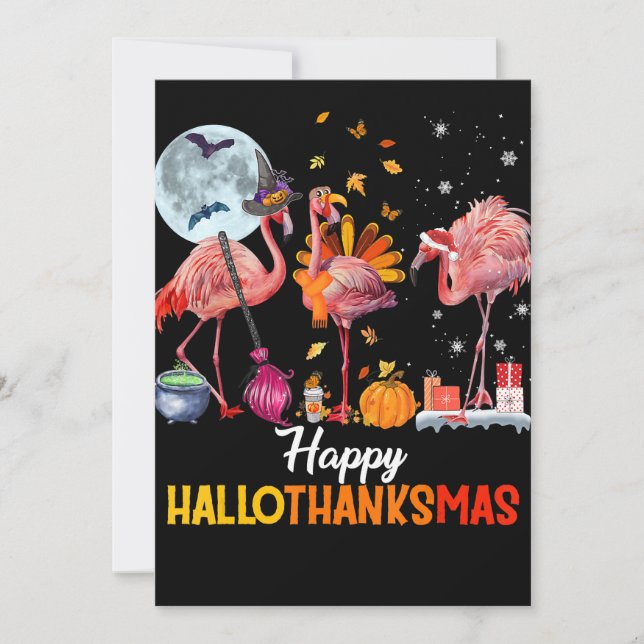 Cartes Pour Fêtes Annuelles Flamingo|Flamingo Action de grâce Halloween Noël (Devant)