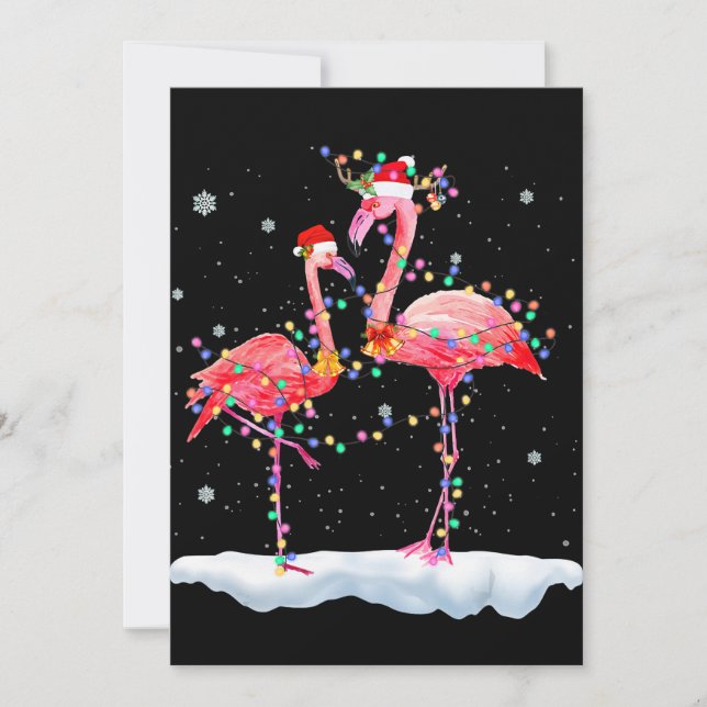 Cartes Pour Fêtes Annuelles Flamingo | Flamingo Sapin de Noël Chapeau de Père  (Devant)