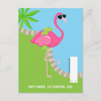 Flamingo Rose Cool Été Famille Photo de Salutation
