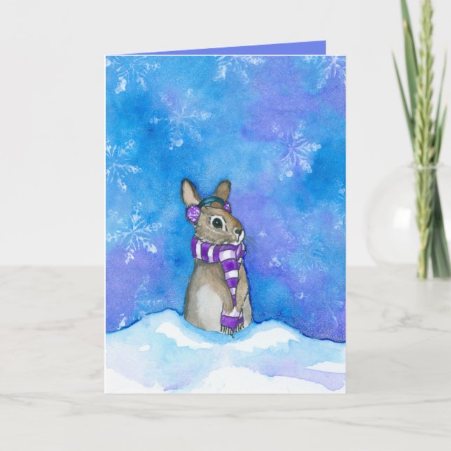 Cartes Pour Fêtes Annuelles Flammes de neige à lapin d'hiver de Bihrle (Devant)