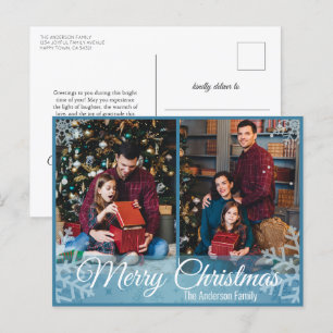 Cartes Pour Fêtes Annuelles Flammes de neige de Noël en hiver Cadre bleu 2 Pho