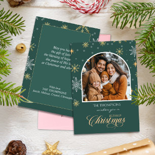 Cartes Pour Fêtes Annuelles Flammes de neige d'hiver modernes Photo Green Chri