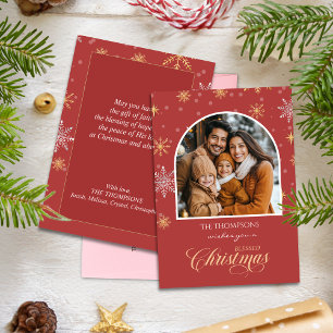 Cartes Pour Fêtes Annuelles Flammes de neige d'hiver modernes Photo Noël rouge