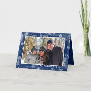 Cartes Pour Fêtes Annuelles Flammes de neige sur Blue Merry Christmas Photo