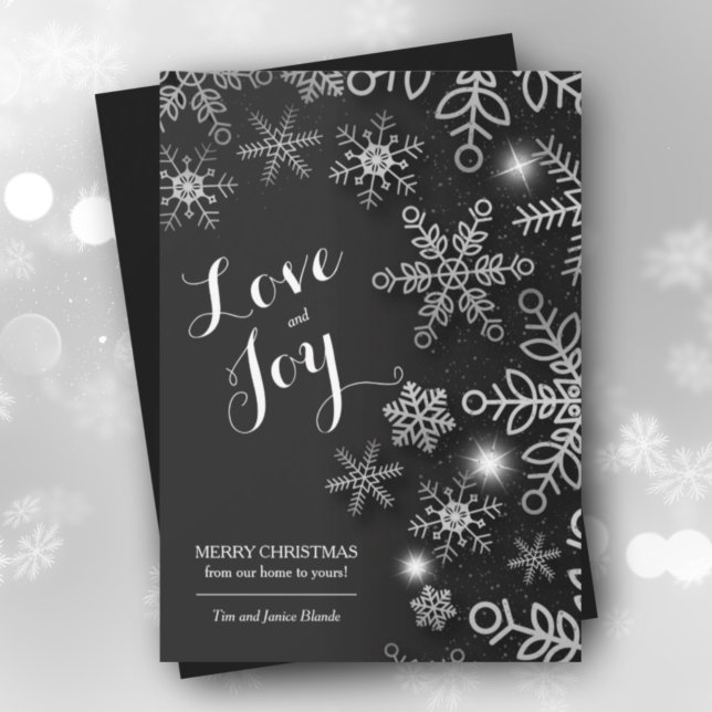 Cartes Pour Fêtes Annuelles Flammes de neige sur Noir Noël non photo (Créateur téléchargé)