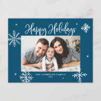 Flammes de neige Whimsical Blue Happy Holidays Pho