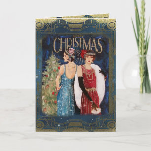 Cartes Pour Fêtes Annuelles Flappers Noël Vintage