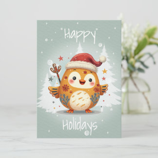 Cartes Pour Fêtes Annuelles Flat Holiday Card in Scandinavian Folk Art Style