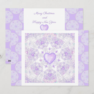 CARTES POUR FÊTES ANNUELLES FLCONNEIGE VIOLET CLAIR & CŒUR BRILLANT