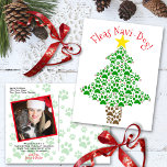 Cartes Pour Fêtes Annuelles Fleas Navi-Dog Funny Chien Empreinte de patte Phot<br><div class="desc">Cette drôle de carte postale est un excellent moyen pour vous et votre chien d'envoyer des voeux de vacances! Dispose d'un design mignon avec un arbre de Noël fait d'empreintes de pattes et la légende "Fleas Navi-Dog" qui est une pièce de théâtre sur l'espagnol Feliz Navidad ou Joyeux Noël! Le...</div>