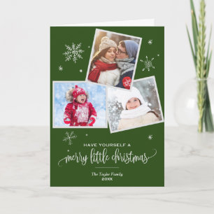 Cartes Pour Fêtes Annuelles Flèche de neige verte   3 Photo de Noël