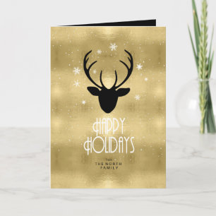 Cartes Pour Fêtes Annuelles Flèches de cerfs Antlers Noel Gold ID861