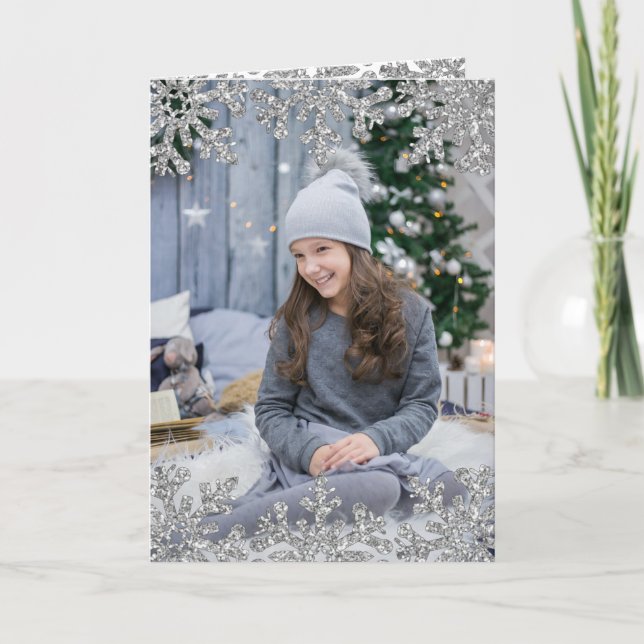 Cartes Pour Fêtes Annuelles Flèches de neige Icy Photo personnalisée (Devant)