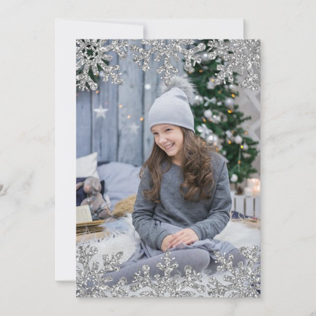 Cartes Pour Fêtes Annuelles Flèches de neige Icy Photo personnalisée (Devant)