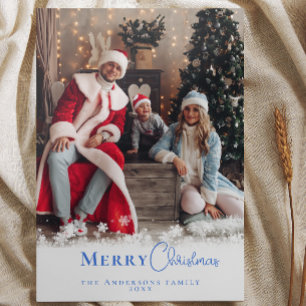 Cartes Pour Fêtes Annuelles Flèches de neige minimes de Noël bleu moderne