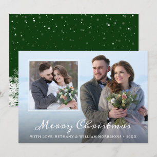 Cartes Pour Fêtes Annuelles Flèches de neige modernes de Noël Green 2 Photo
