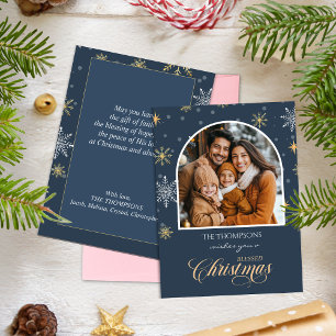 Cartes Pour Fêtes Annuelles Flèches d'hiver modernes Photo Marine Bleu Noël