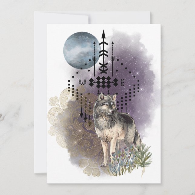 Cartes Pour Fêtes Annuelles Flèches et étoiles de Lupercalia Wolf Moon (Devant)